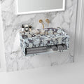 Calacatta Viola Marble Wall Mount Bathroom Sink 40 Inch - Hidden Drain With Storage