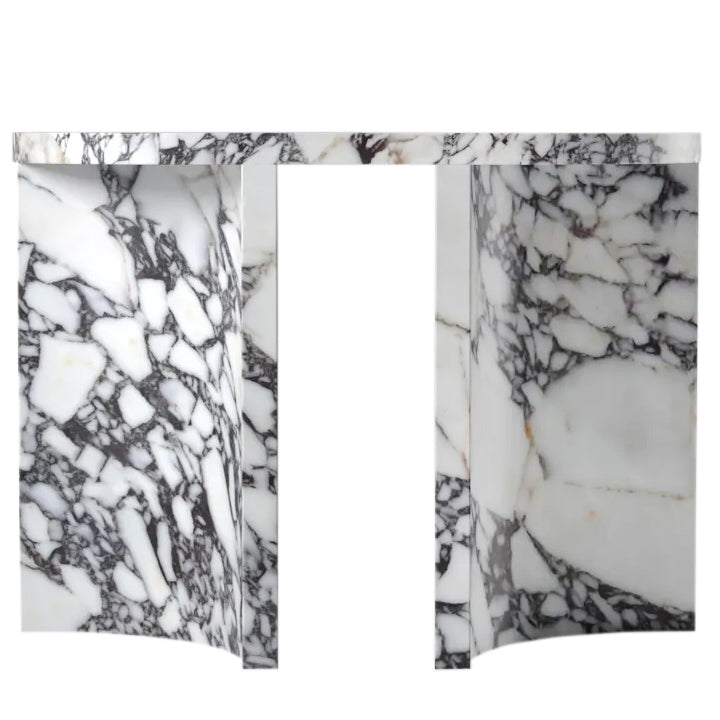 Calacatta Viola Marble Designer Console Table Polished Finish Curved Arched Legs