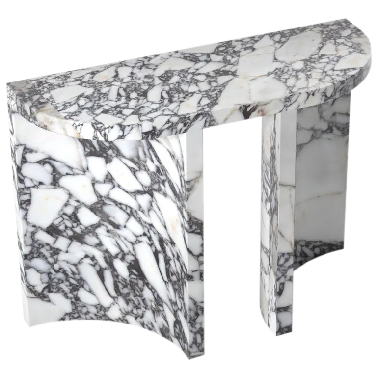 Calacatta Viola Marble Designer Console Table Polished Finish Curved Arched Legs