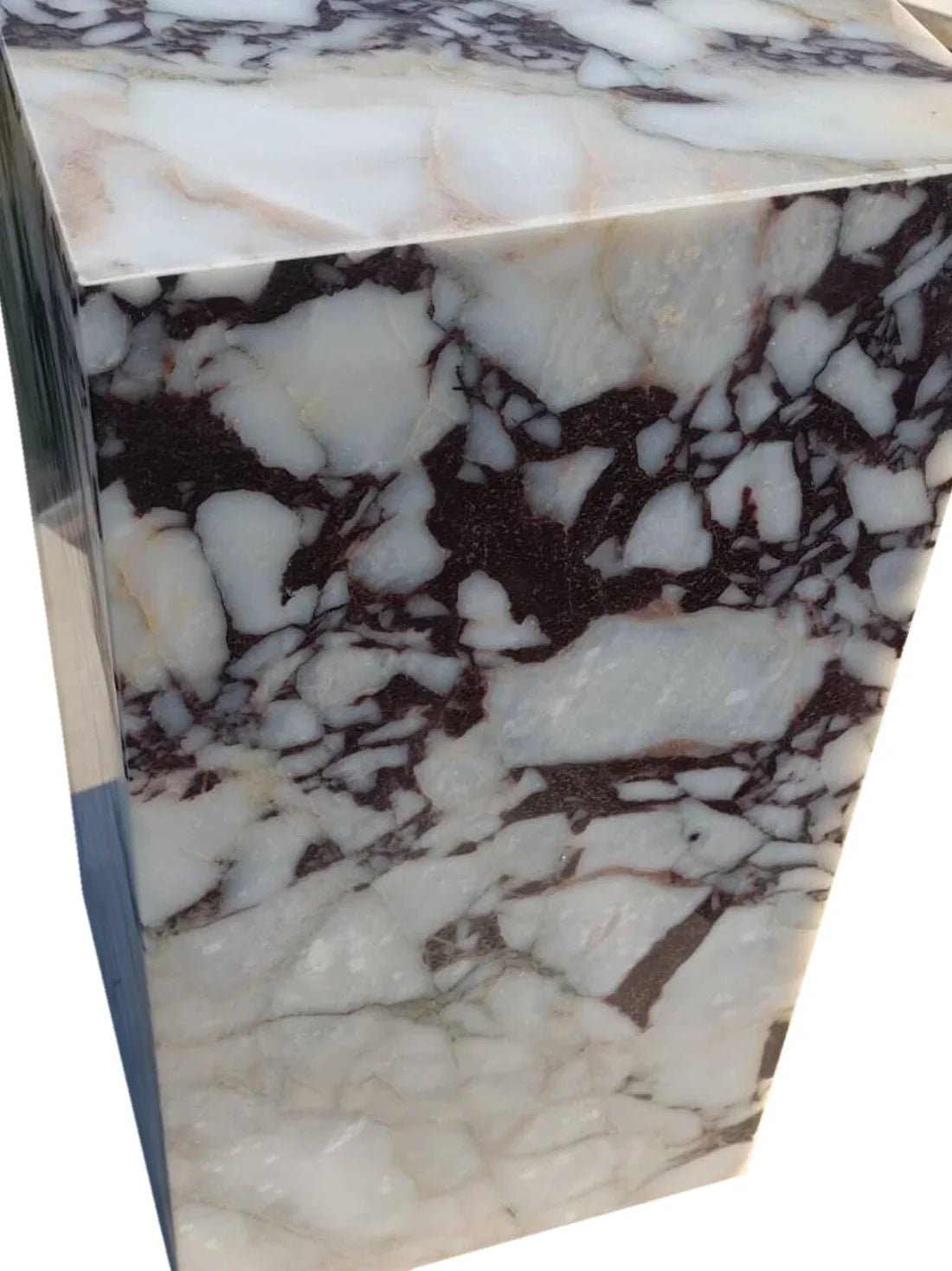 Calacatta Viola Marble Cube Design Modern Polished End Table Nightstand 14x14x24