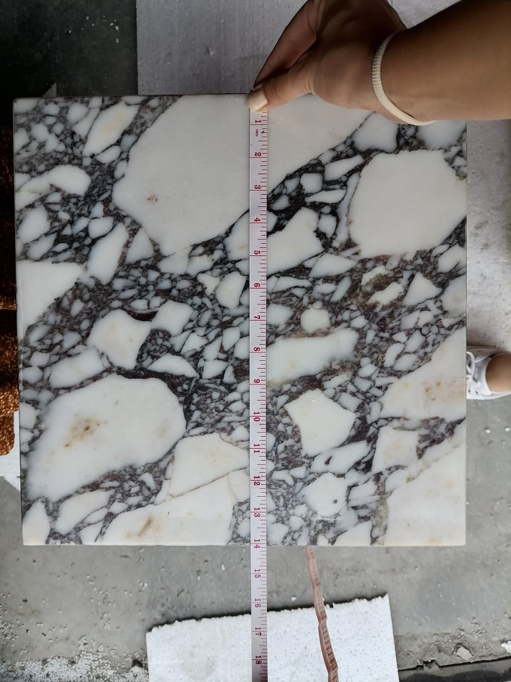 Calacatta Viola Marble Cube Design End Table - Polished 14x14x24