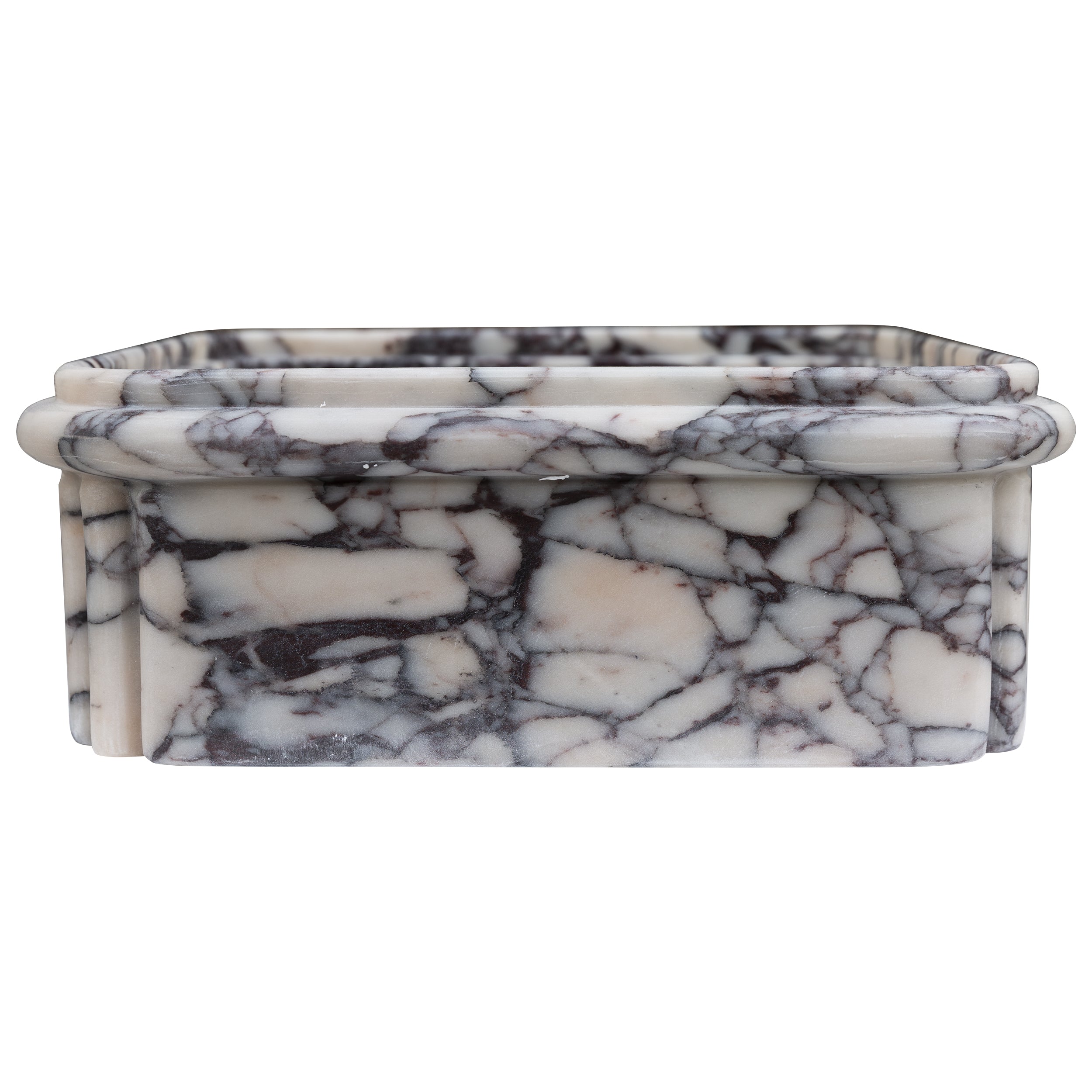 Calacatta Viola Marble Rectangular Ribbed Bathroom Sink - 16x16x6