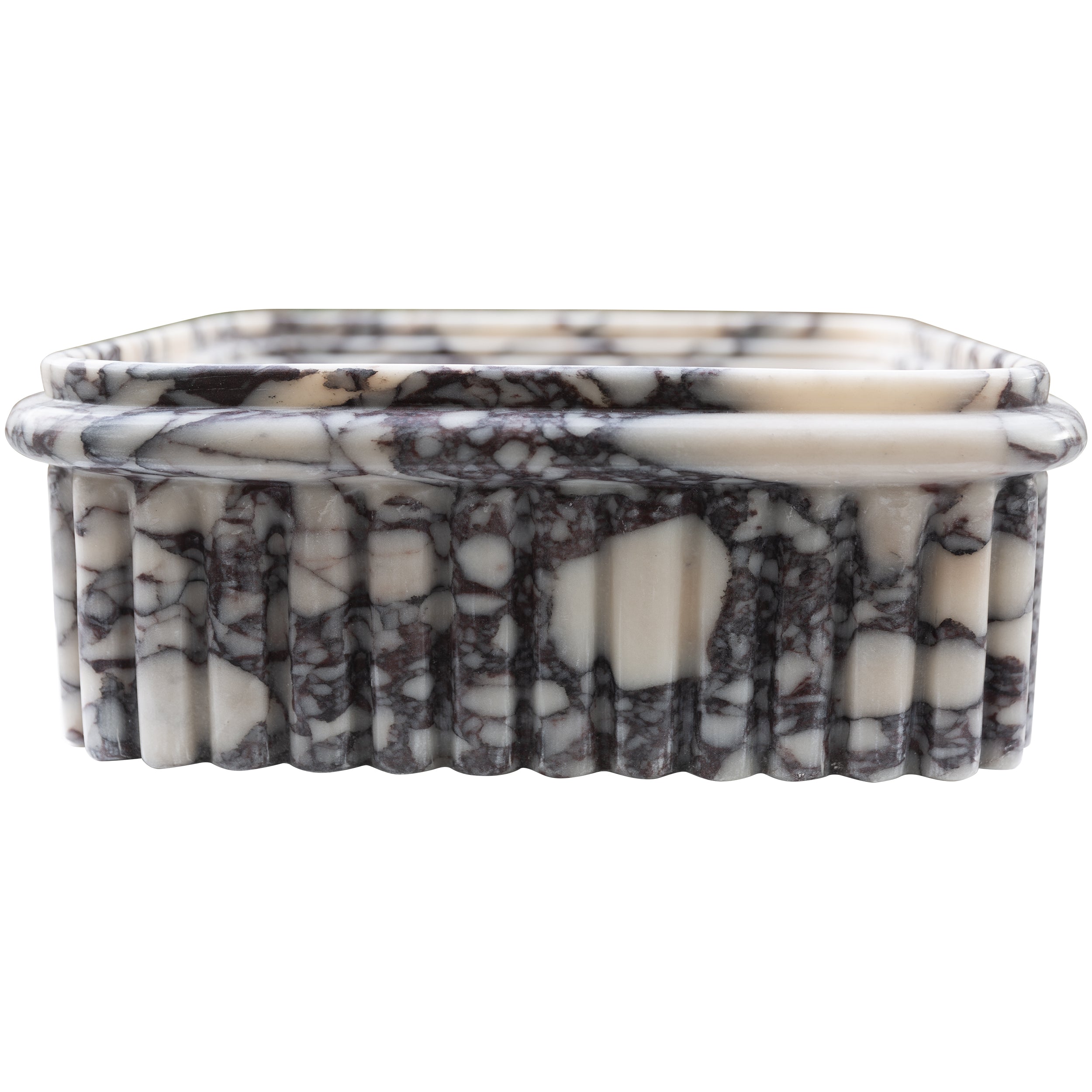 Calacatta Viola Marble Rectangular Ribbed Bathroom Sink - 16x16x6