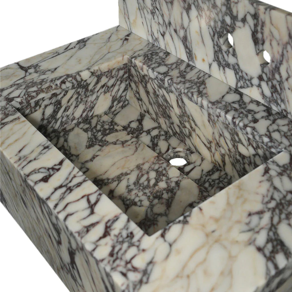 Calacatta Viola Marble Wall Mount Sink 21x34 - 8 inch Backsplash