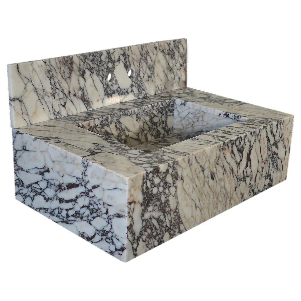 Calacatta Viola Marble Wall Mount Sink 21x34 - 8 inch Backsplash