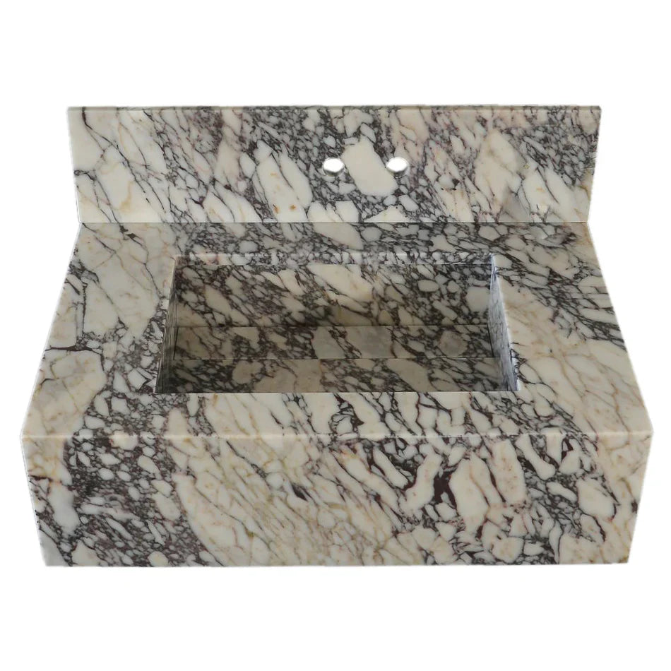Calacatta Viola Marble Wall Mount Sink 21x34 - 8 inch Backsplash