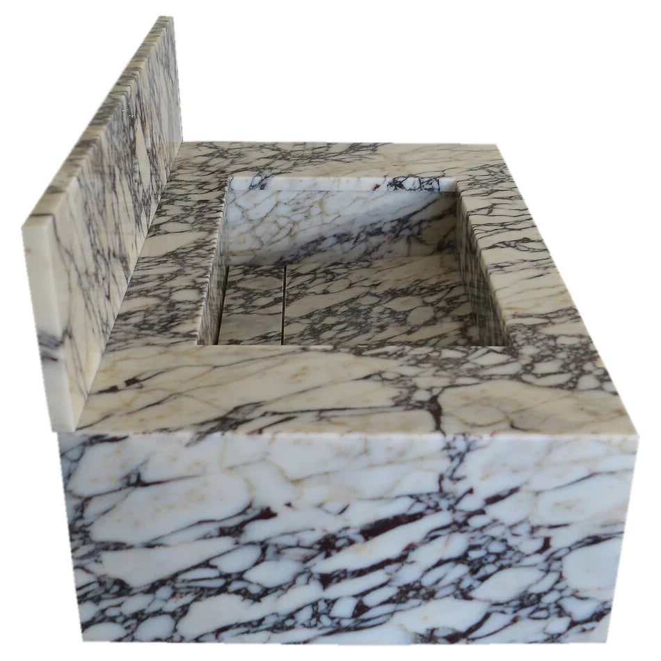Calacatta Viola Marble Wall Mount Sink 21x34 - 8 inch Backsplash