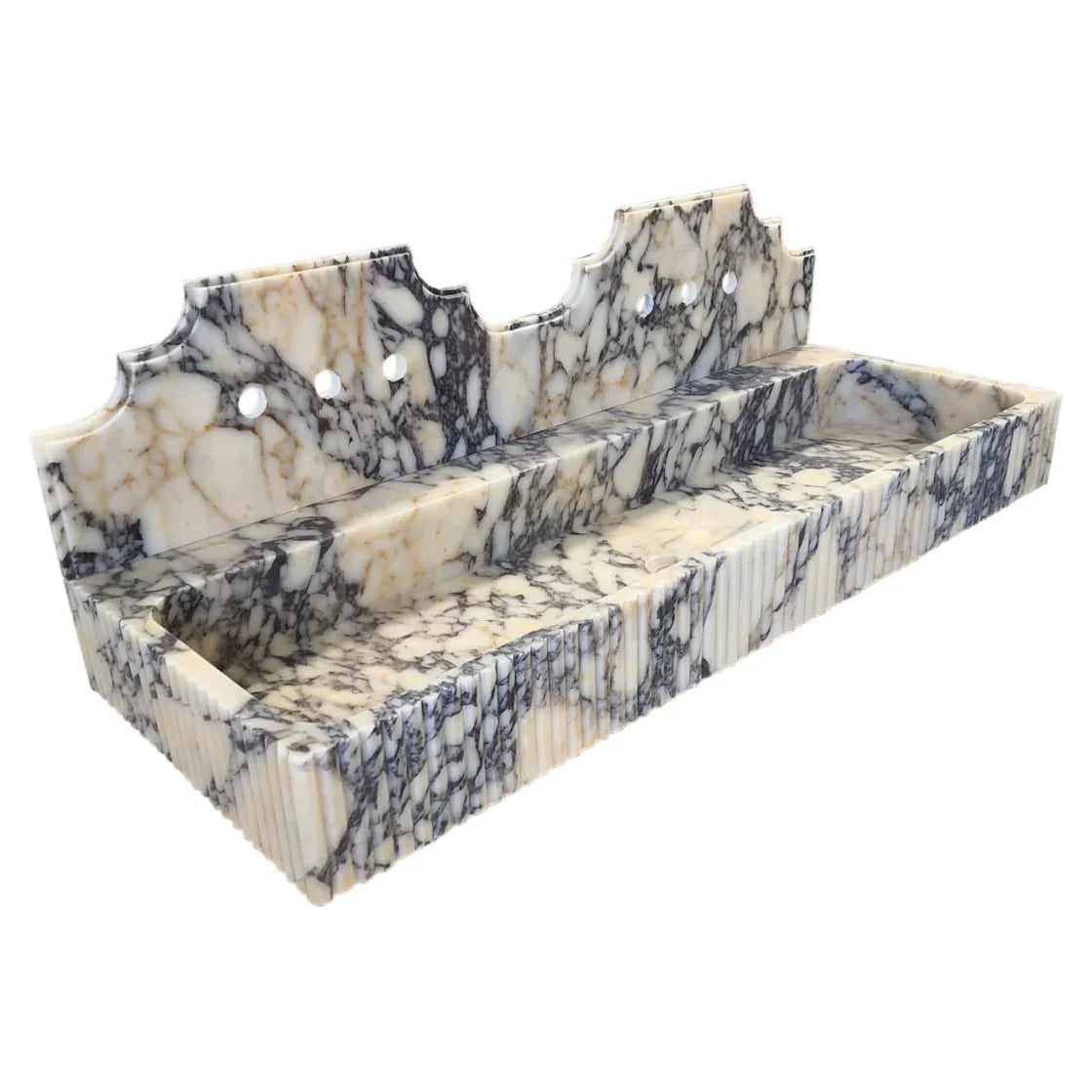 Calacatta Viola Marble Bathroom Sink - Wall-mount Fluted 20x55