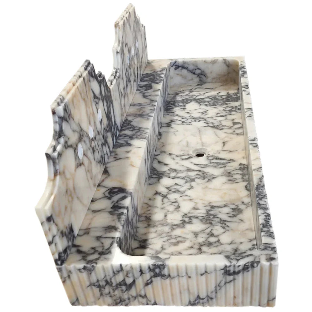 Calacatta Viola Marble Bathroom Sink - Wall-mount Fluted 20x55