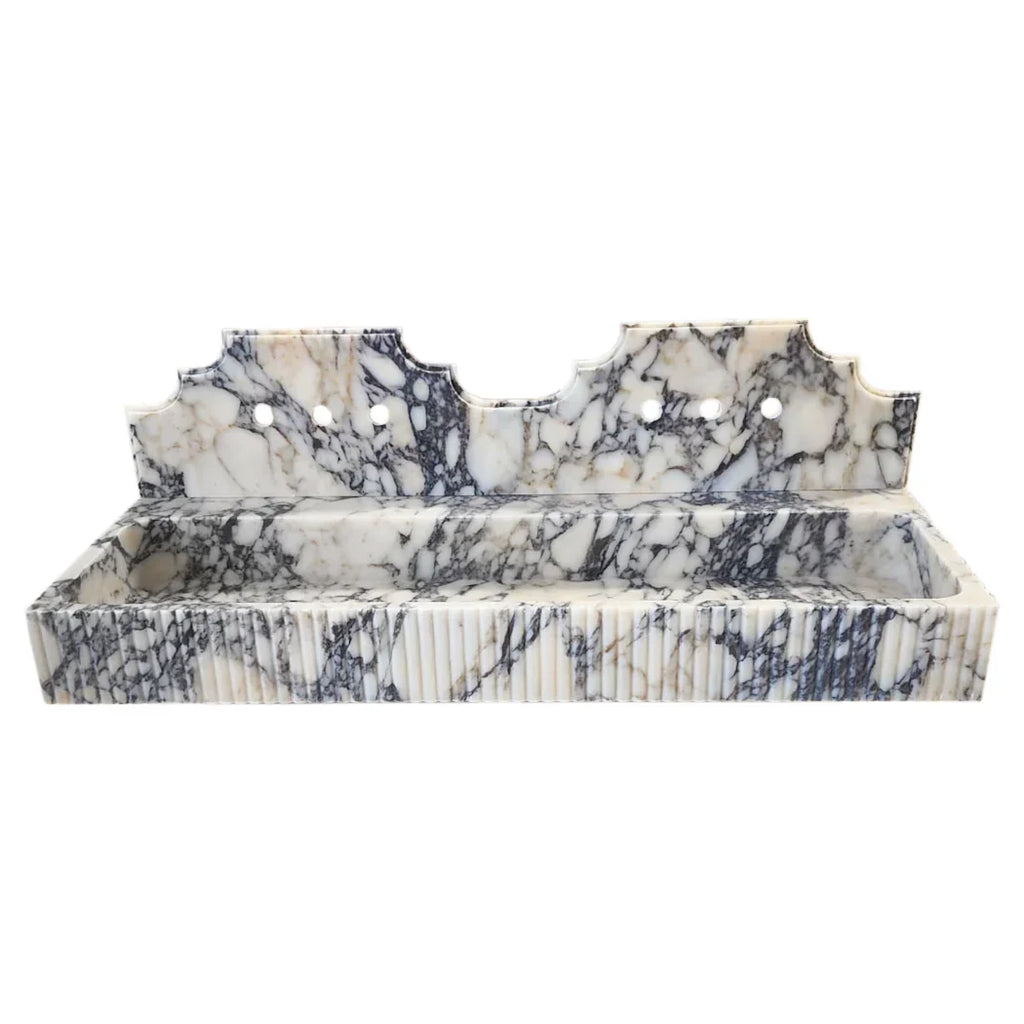 Calacatta Viola Marble Bathroom Sink - Wall-mount Fluted 20x55