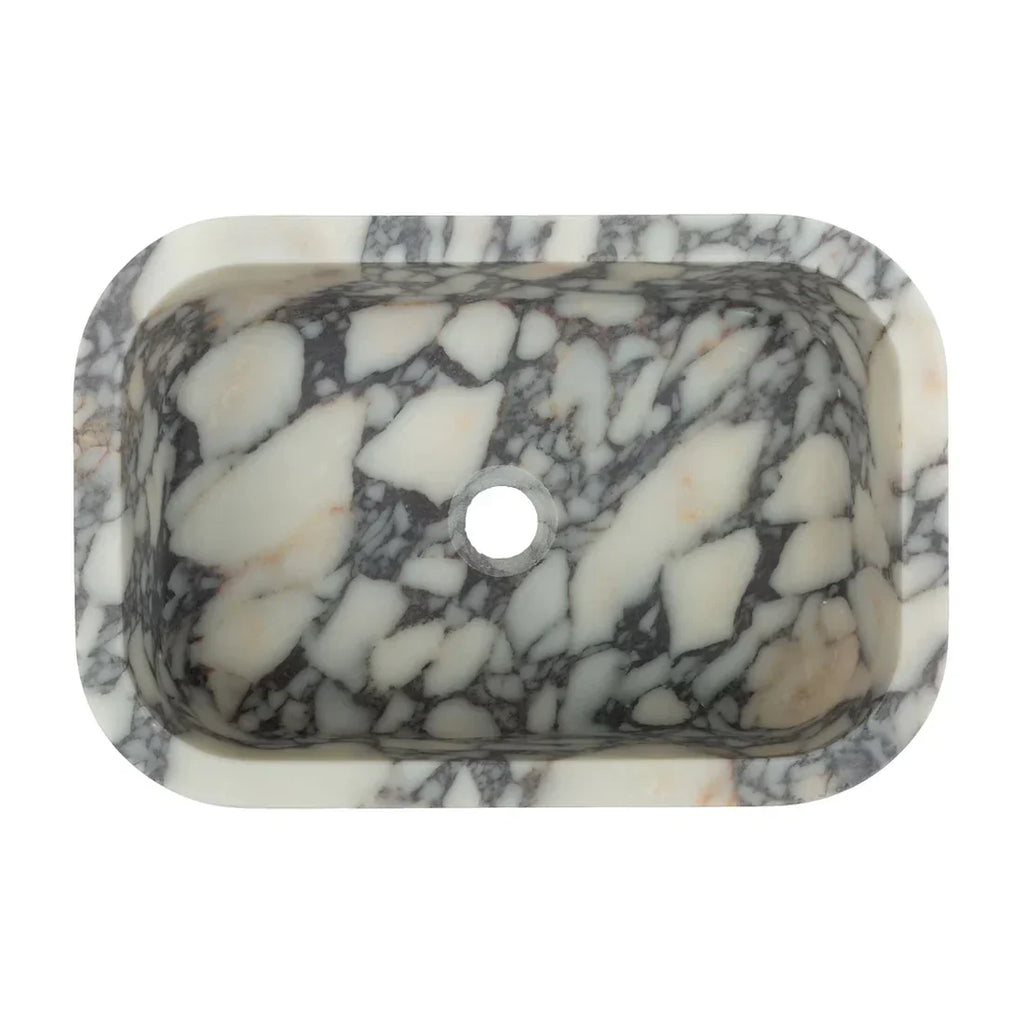 Calacatta Viola Marble Rectangular Wall-Mount Bathroom Sink 18x12
