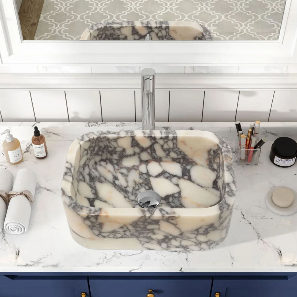Calacatta Viola Marble Natural Stone Rectangular Sink 12x18x6