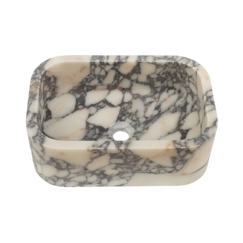 Calacatta Viola Marble Rectangular Wall Mounted Sink 12x18x7