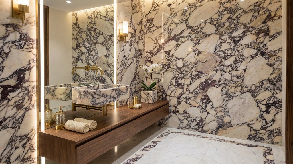 Calacatta Viola Marble Rectangular Wall Mounted Sink 12x18x7