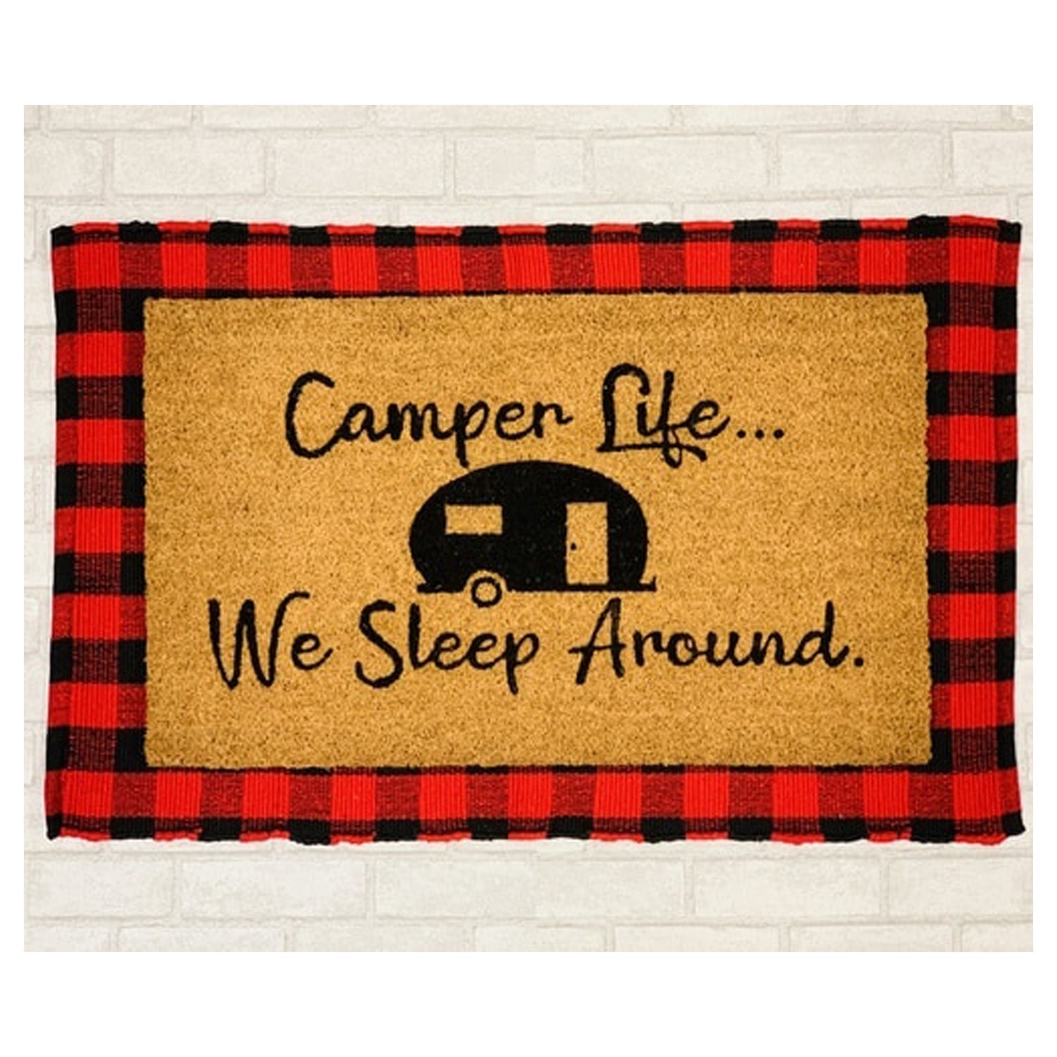 Camper Life Funny Doormat We Sleep Around Outdoor Welcome Mat For RV Tent Cabin Porch