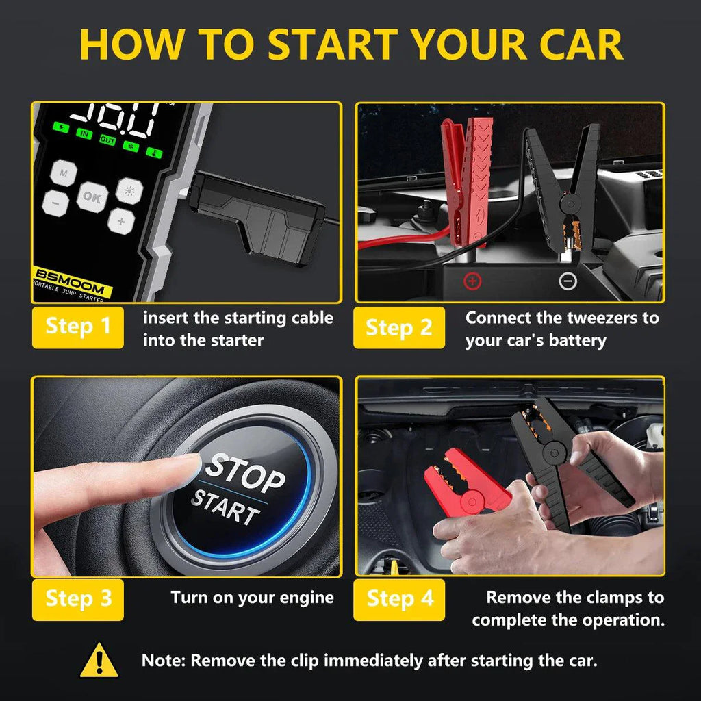 MANDOTOS Car Jump Starter Pro With Air Compressor 6000A 21800mAh LCD Display Portable Booster Charger