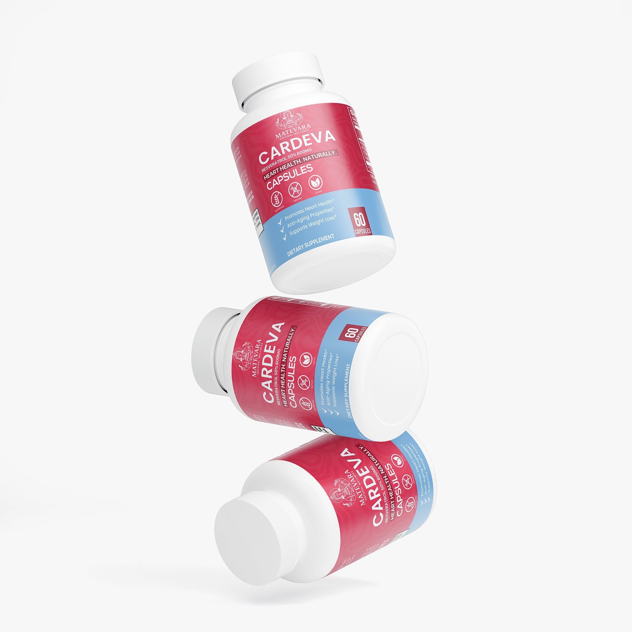 Cardeva Resveratrol 600mg Capsules |Vegan Capsules | 60 Count