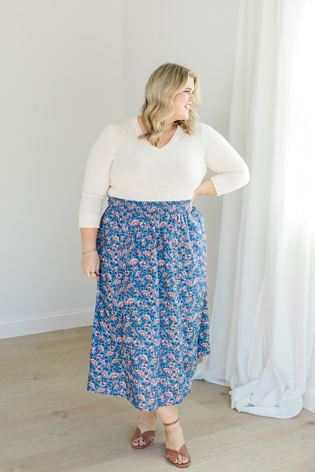 The Melissa Skirt in Indigo Bloom