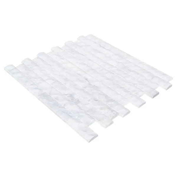 Carrara White Split-Face Marble Wall Tile - 4 Inch x Free Length