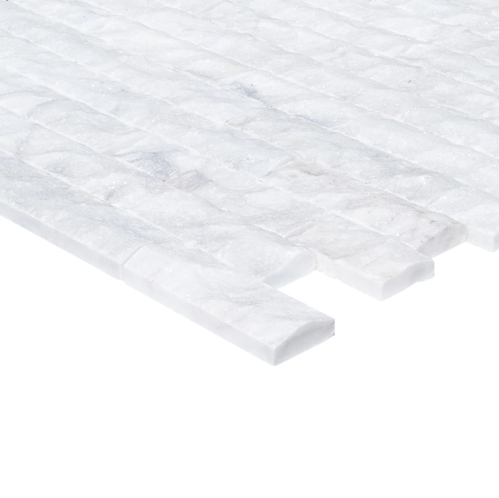 Carrara White Split-Face Marble Wall Tile - 4 Inch x Free Length