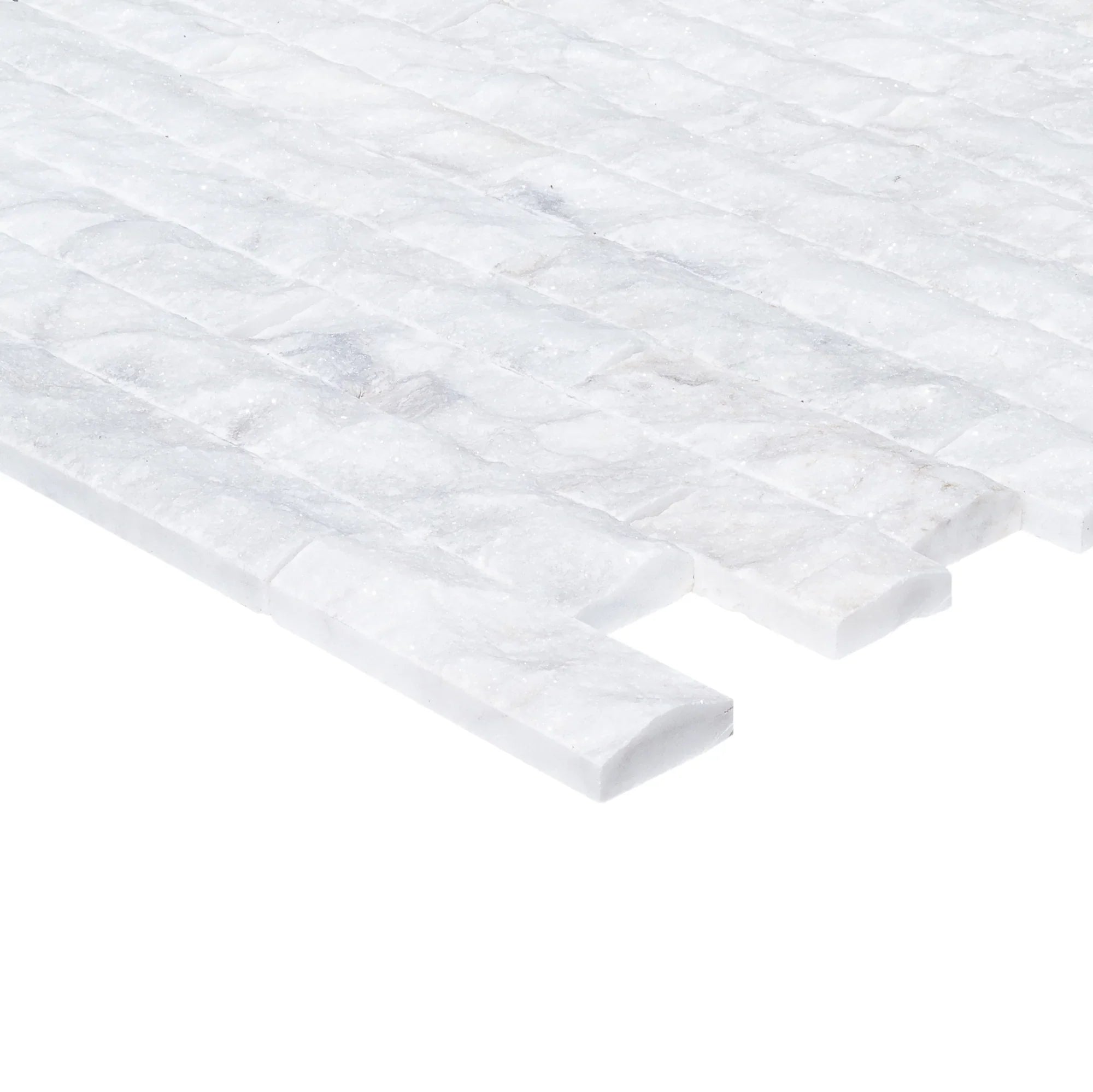 Carrara White Split-Face Marble Wall Tile - 4 Inch x Free Length