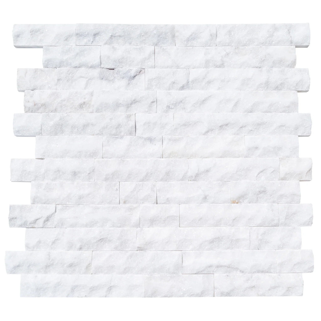 Carrara White Split-Face Marble Wall Tile - 4 Inch x Free Length