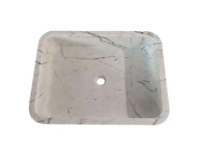 Carrara White Marble Handcrafted Wall-Mount Bathroom Sink 16x24 Inches