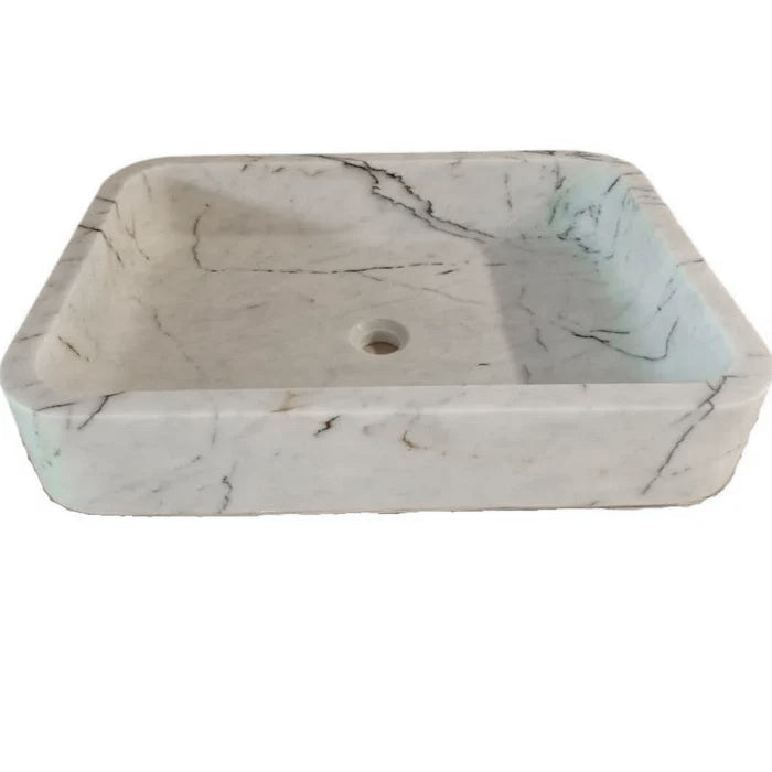 Carrara White Marble Handcrafted Wall-Mount Bathroom Sink 16x24 Inches