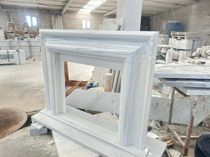 Carrara White Marble Hand-carved Fireplace - Polished 14x67x69