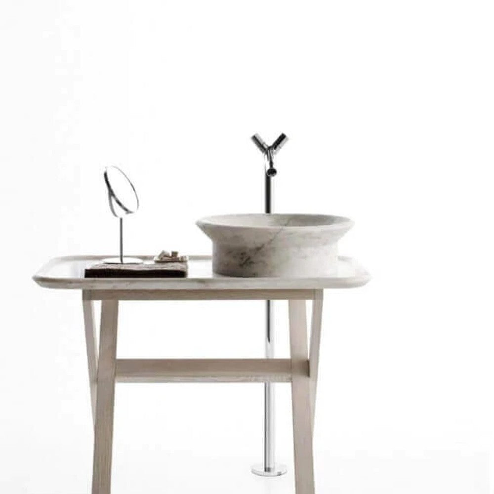 White Black Veined Natural Marble Vessel Sink - Polished 20 Inch