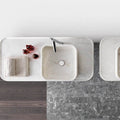 Carrara White Marble Square Vessel Sink Above Counter Handcrafted Polished 17x17x6