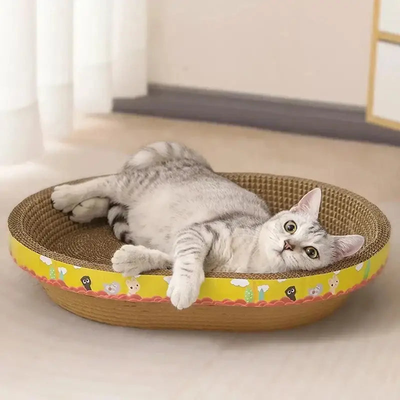 DecorBites™ Cat Scratch Lounge Bed & Training Toy - Cat Scratcher Board for Sharpening Nails