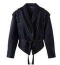 MANDOTOS Casual Long Sleeve Polyester Coat in Classic Brown with Loose Fit For Women Outerwear