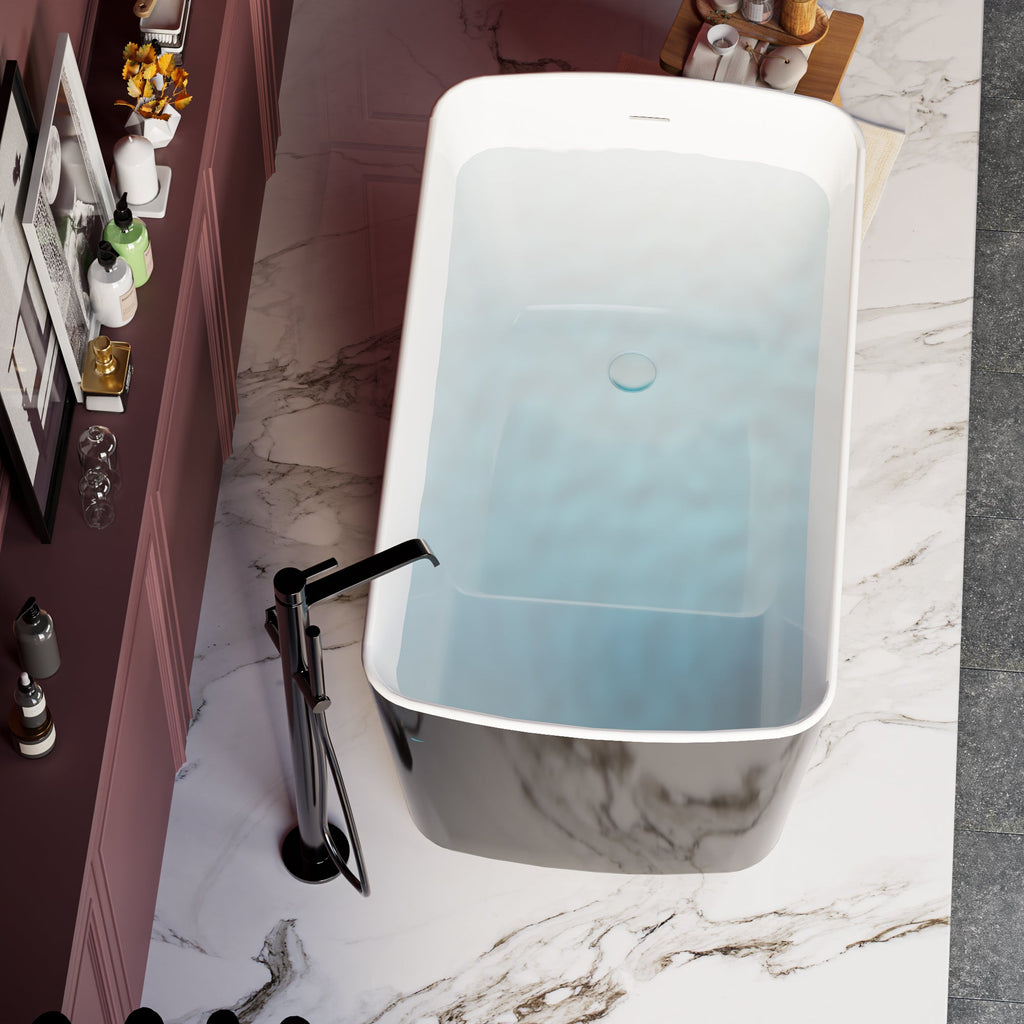 Freestanding Acrylic Soaking Bathtub 49x27.95x24" Square Japanese