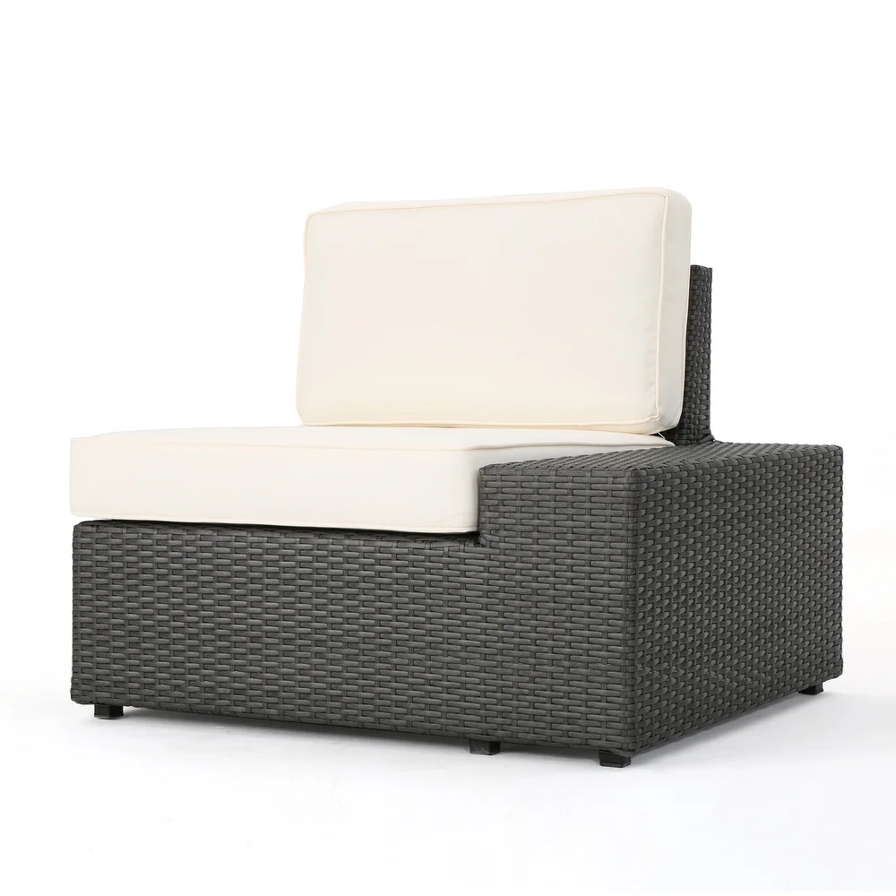 Outdoor Sectional Set PE Rattan Iron Dark Brown 8 Piece