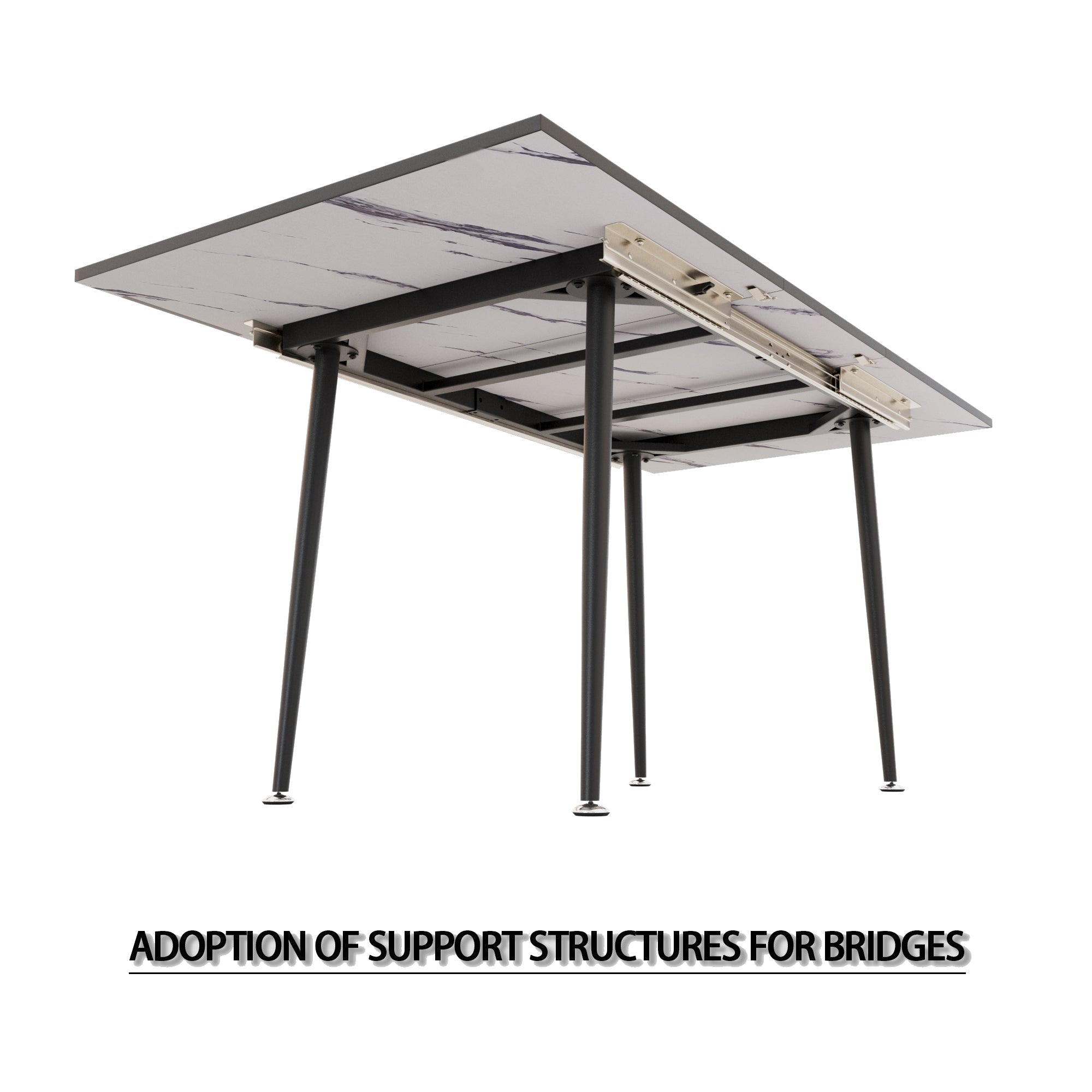 47'-63' expandable dining table set for 2-6 people, equipped with PU fabric