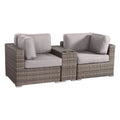 Outdoor Loveseat Set Gray Wicker 3 Piece Cupholder