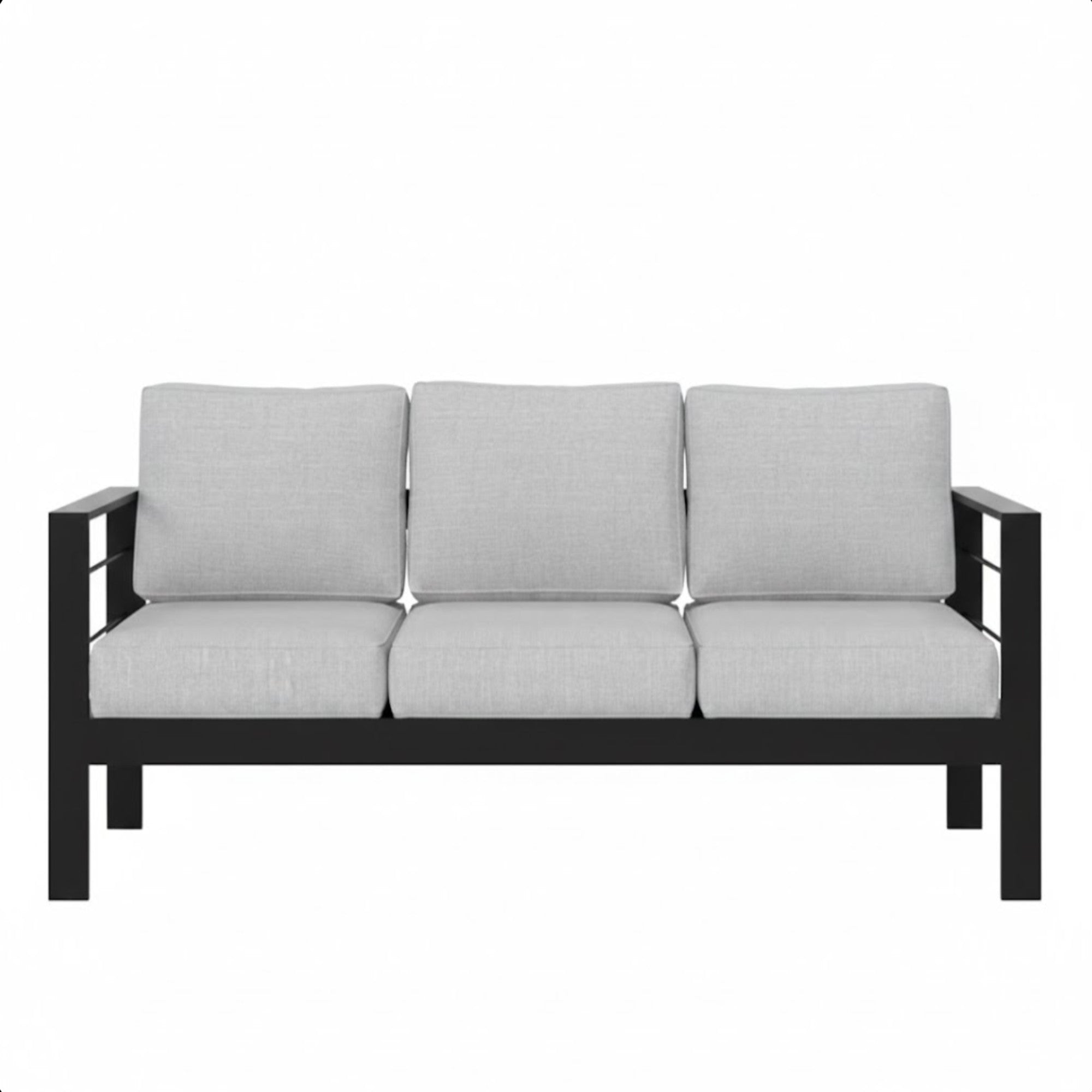 3 Piece Outdoor Patio Set Aluminum Black Gray Cushions