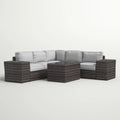 Outdoor Sectional Set HDPE Wicker Gray 8 Piece Seats 4