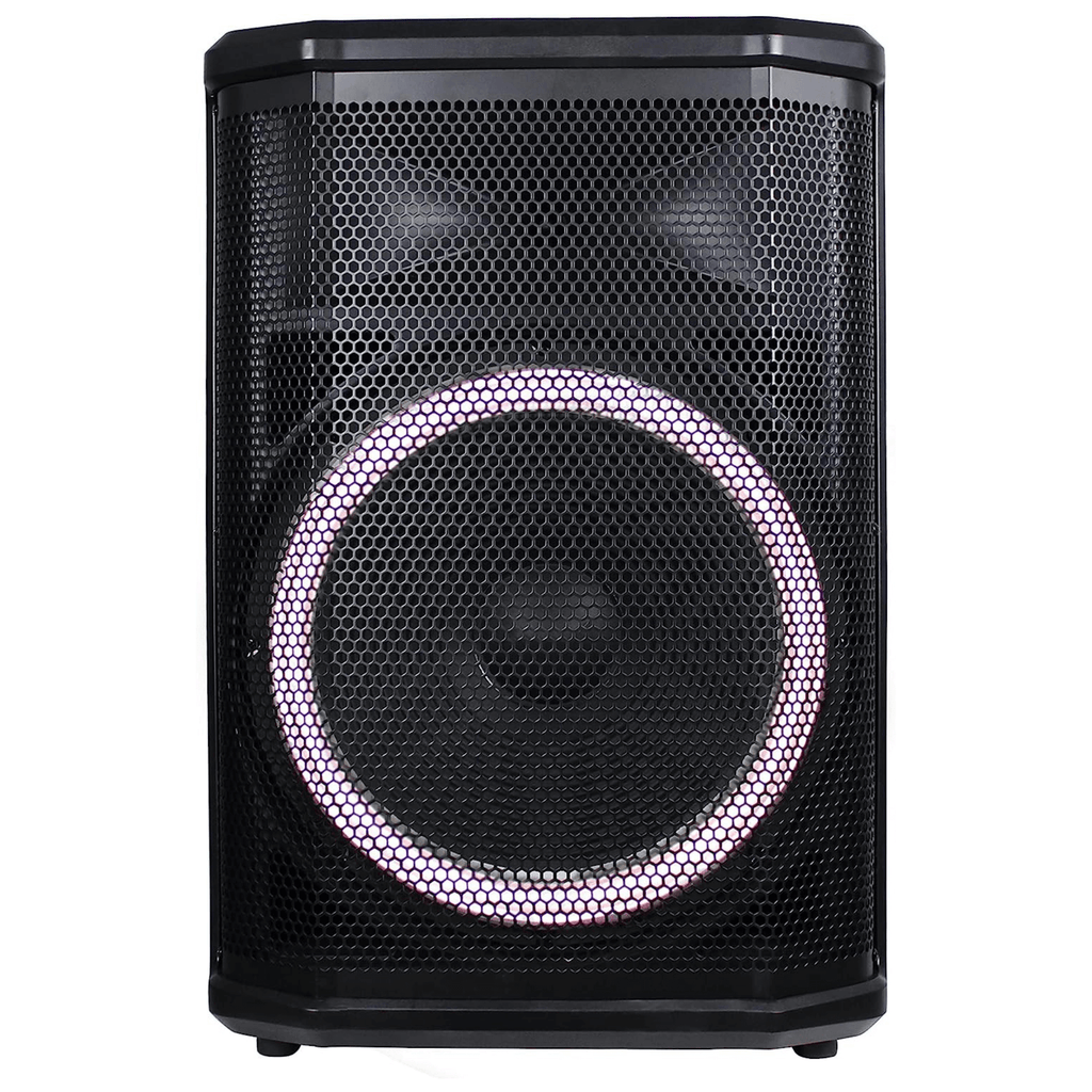 Norcent 12" Portable Wheeled Bluetooth Speaker w Microphone and Flashing Lights