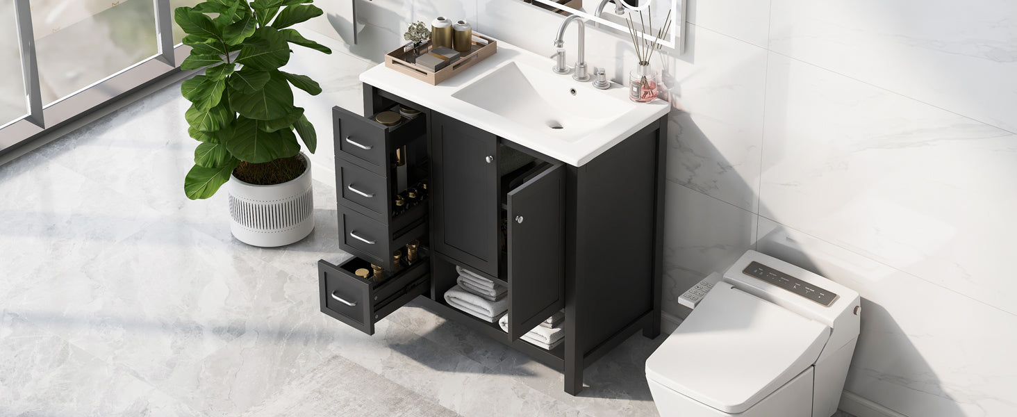 36" Bathroom Vanity with Sink Top and Storage Cabinet