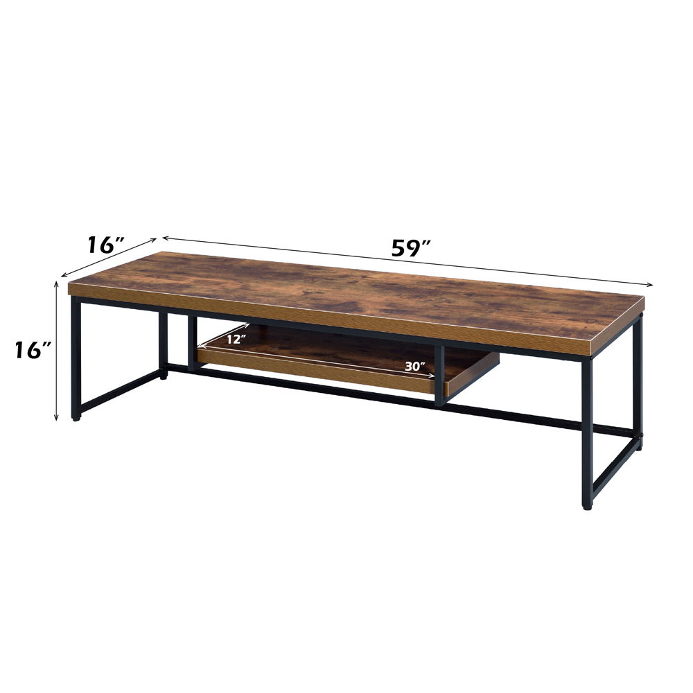 Bob - 16" TV Stand - Weathered Oak & Black Metal