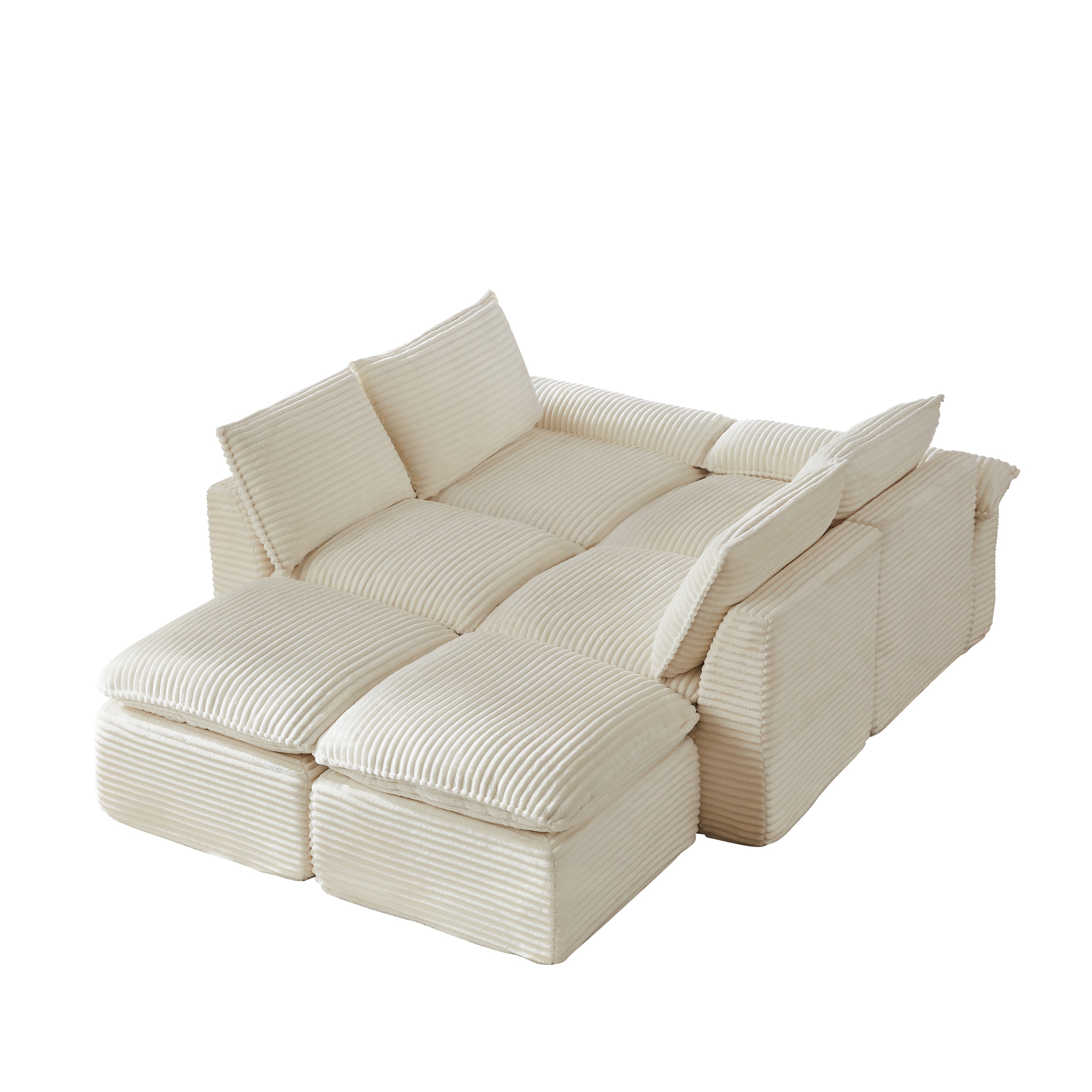 Sectional Sofa Cloud Modular Corduroy White 6 Seat 101 In Sponge Fill