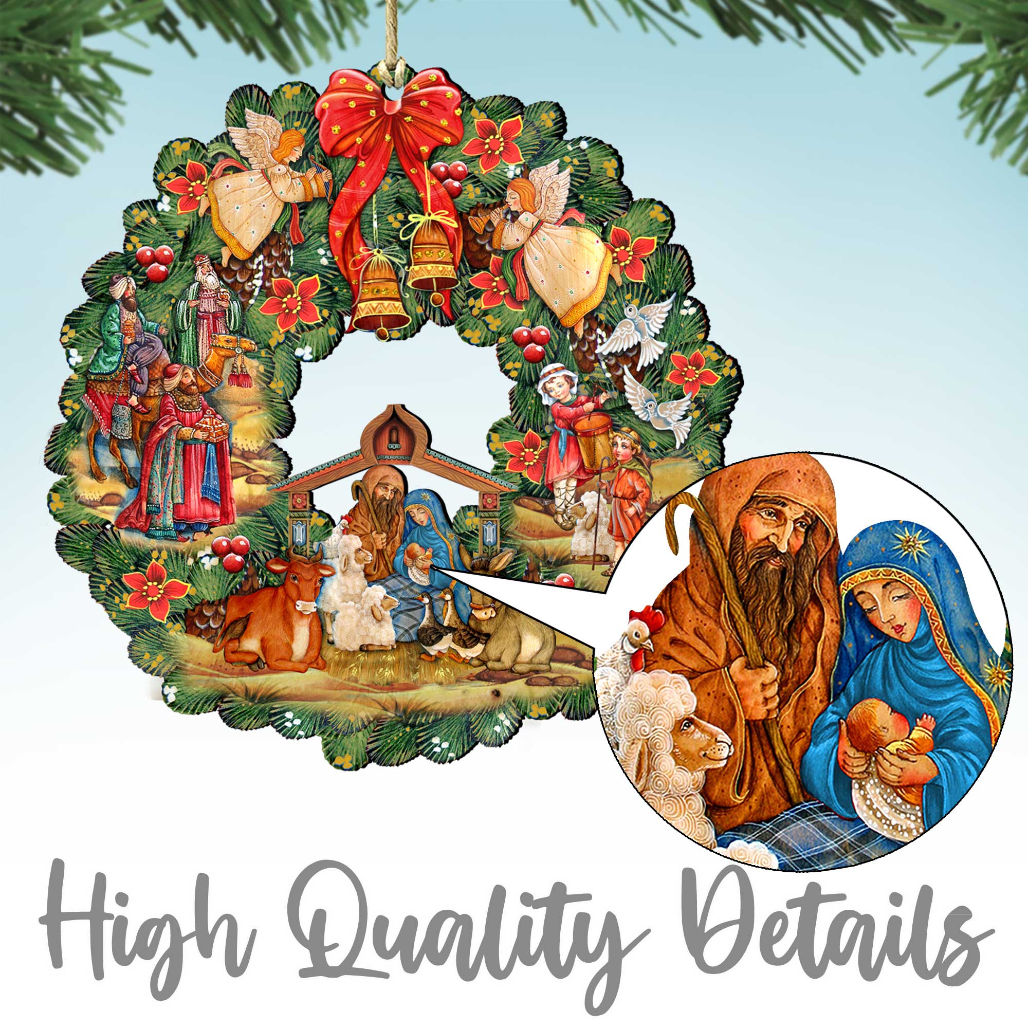 Jesus Cross Wooden Ornaments by G. DeBrekht - Easter Spring Decor - 8198715