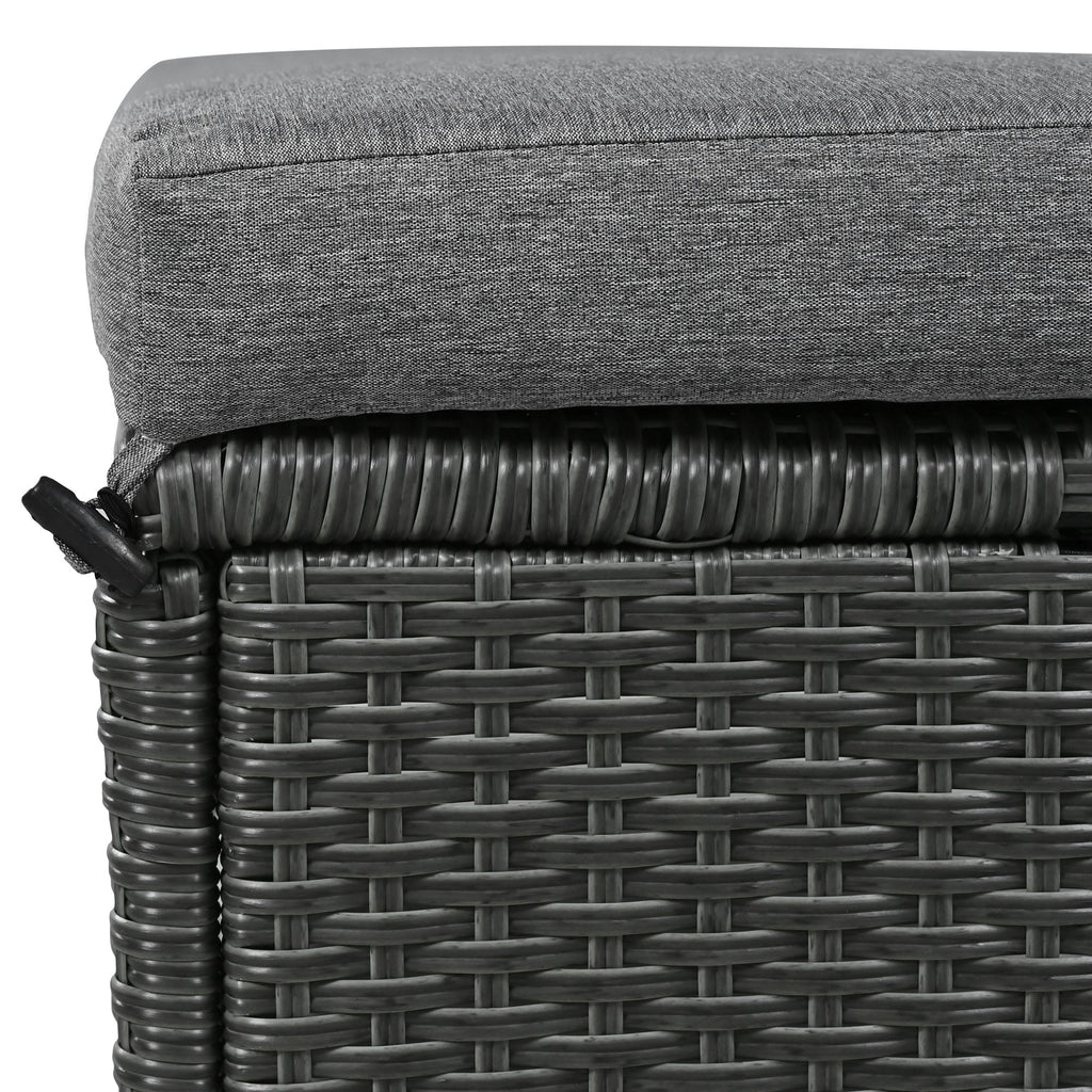 Outdoor Sectional Set PE Wicker Steel Gray 5 Piece L-Shape Seats 7