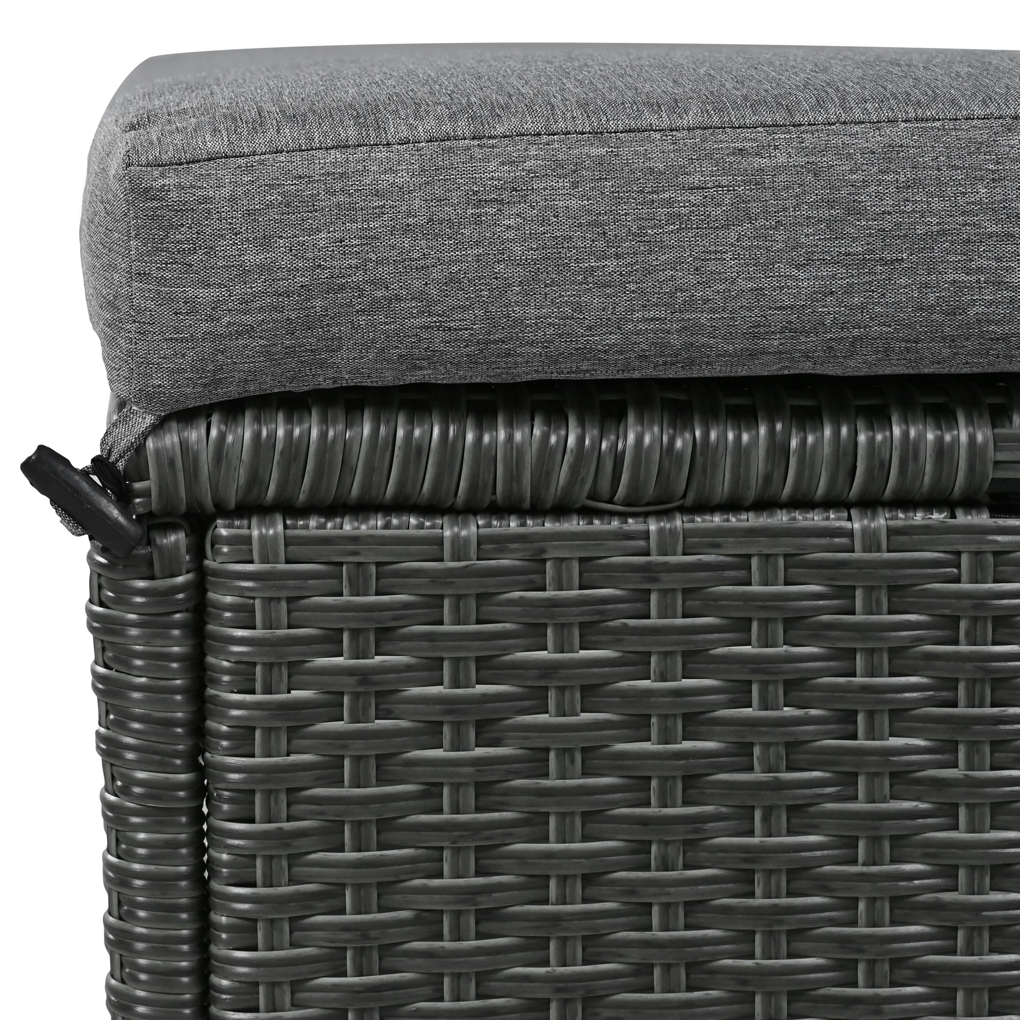 Outdoor Sectional Set PE Wicker Steel Gray 5 Piece L-Shape Seats 7
