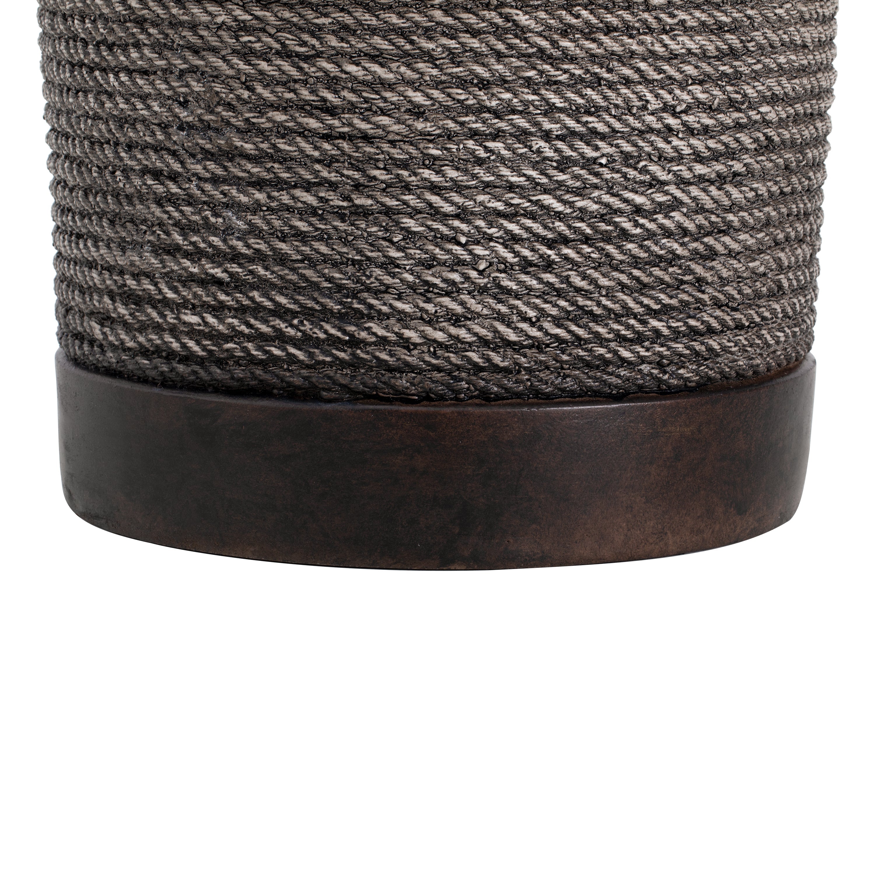Outdoor Side Table MGO Braided Cord Cylinder Dark Brown 15.75x18in