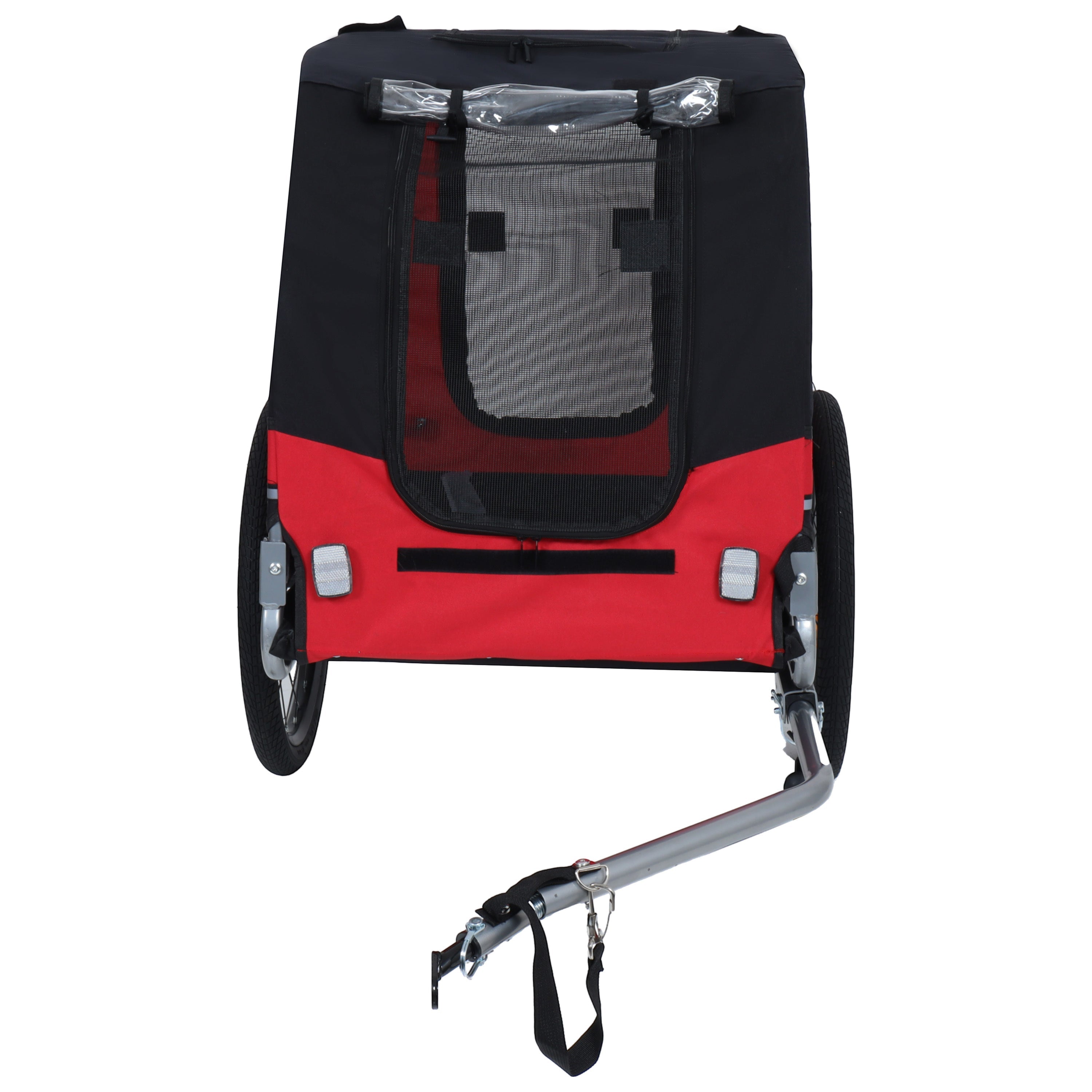 Large Folding Bike Trailer for Dogs – 66LB Capacity All-Terrain Pet Carrier, Durable Steel Frame for Cycling, Jogging, Camping & Outdoor Adventures, Black- Red
