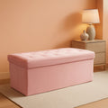 Pink 43 Inch Velvet Lux Foldable Storage Ottoman Bench