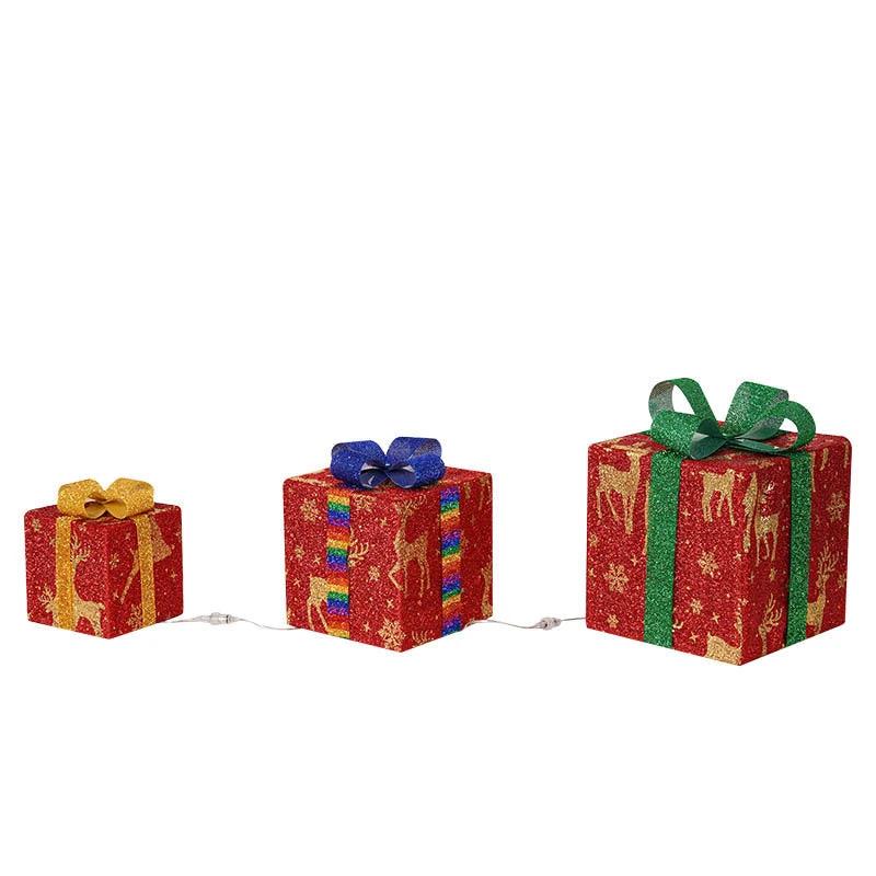 Lighted Christmas Gift Box - Luminous Outdoor Decoration with Bow